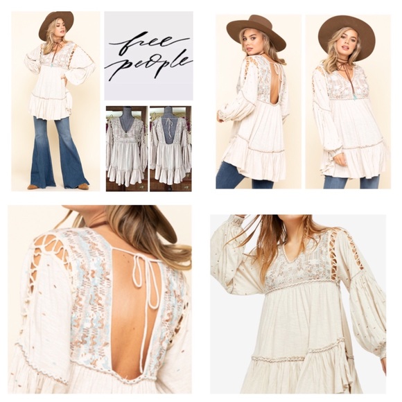 Free People Much Love Embroidered Tunic Top.  NWT. - Picture 2 of 8